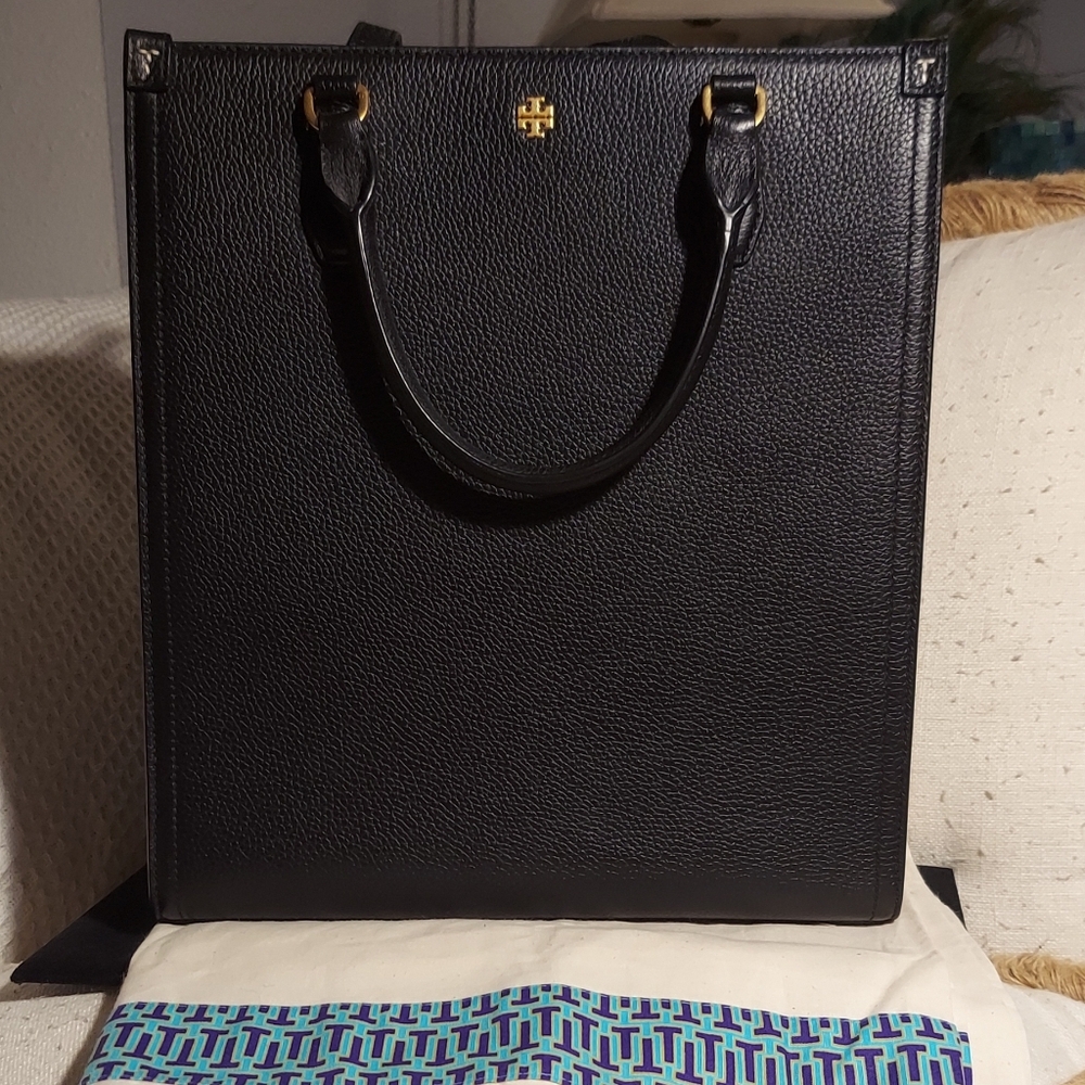 Tory Burch Black Large Pebbled Leather Blake Satchel Shoulder Bag with Dustbag
